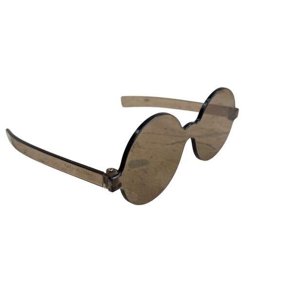 Vintage 1960’s Smokey Grey Round Lens Plastic Sunglasses Made In Italy